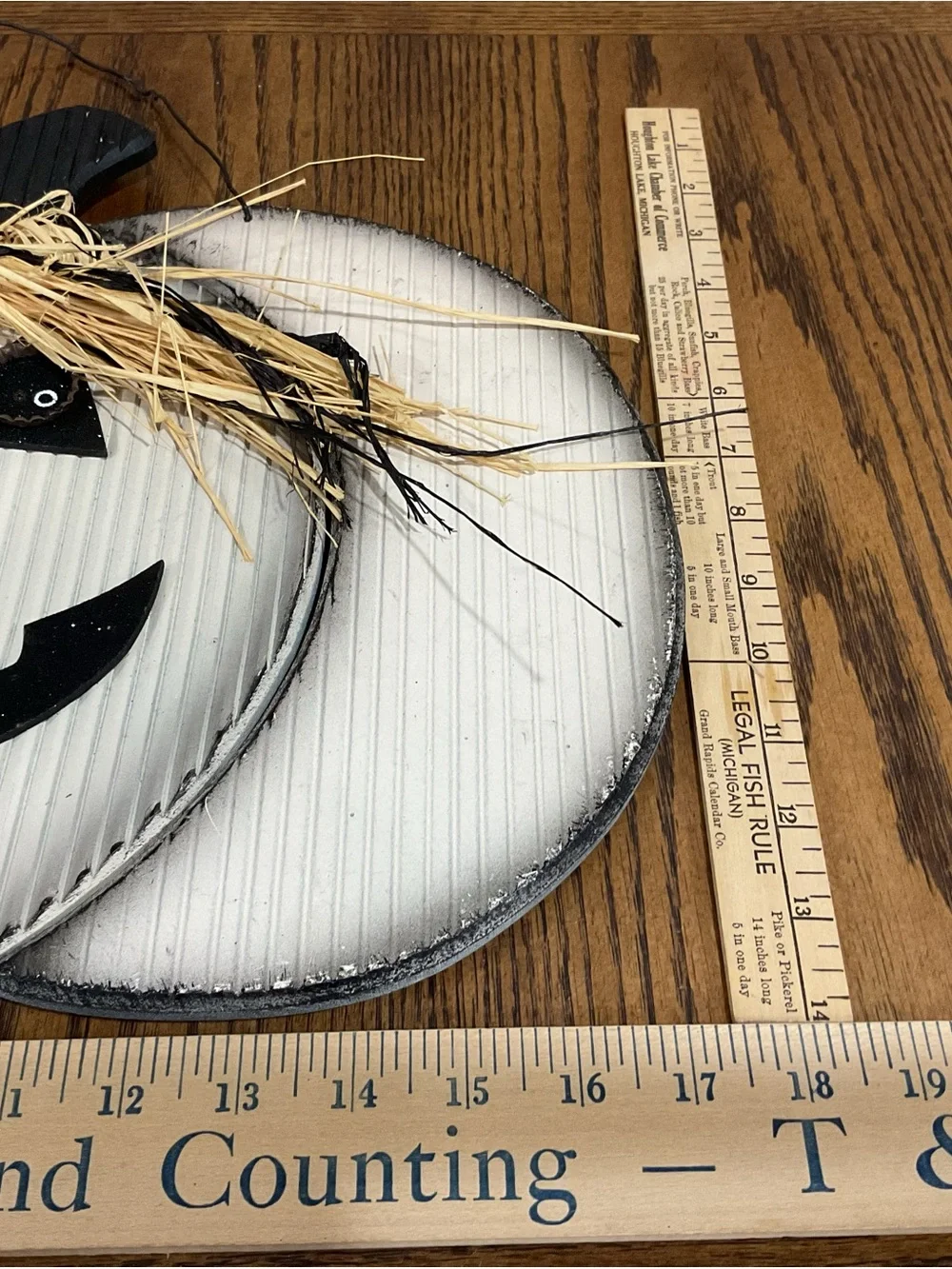 Black and White Pumpkin Wall Accent with Raffia Bow Halloween